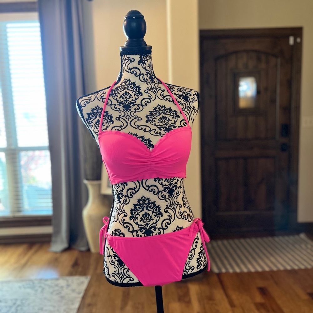 Pink Halter Bikini Set